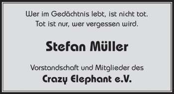 Anzeige von Stefan Müller von Nordbayerischer Kurier