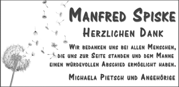 Anzeige von Manfred Spieske von Nordbayerischer Kurier
