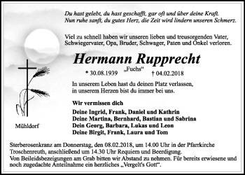 Anzeige von Hermann Rupprecht von Nordbayerischer Kurier