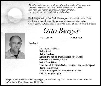 Anzeige von Otto Berger von Nordbayerischer Kurier