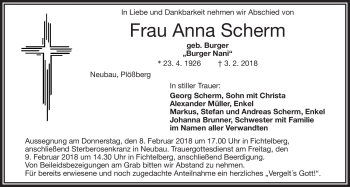 Anzeige von Anna Scherm von Nordbayerischer Kurier