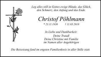 Anzeige von Christof Pöhlmann von Nordbayerischer Kurier