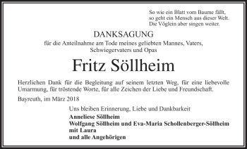 Anzeige von Fritz Söllheim von Nordbayerischer Kurier