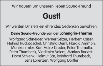 Anzeige von Gustl Hacker von Nordbayerischer Kurier