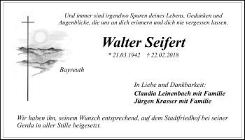 Anzeige von Walter Seifert von Nordbayerischer Kurier