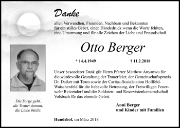 Anzeige von Otto Berger von Nordbayerischer Kurier