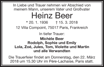 Anzeige von Heinz Beer von Nordbayerischer Kurier