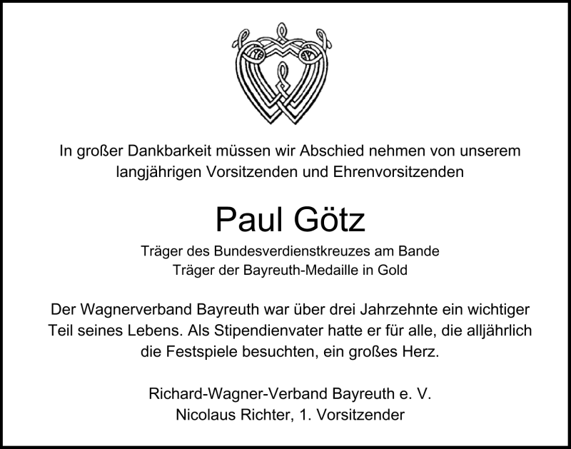  Traueranzeige für Paul Götz vom 20.03.2018 aus Nordbayerischer Kurier