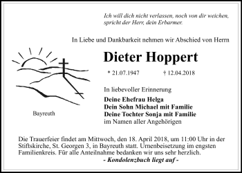 Anzeige von Dieter Hoppert von Nordbayerischer Kurier
