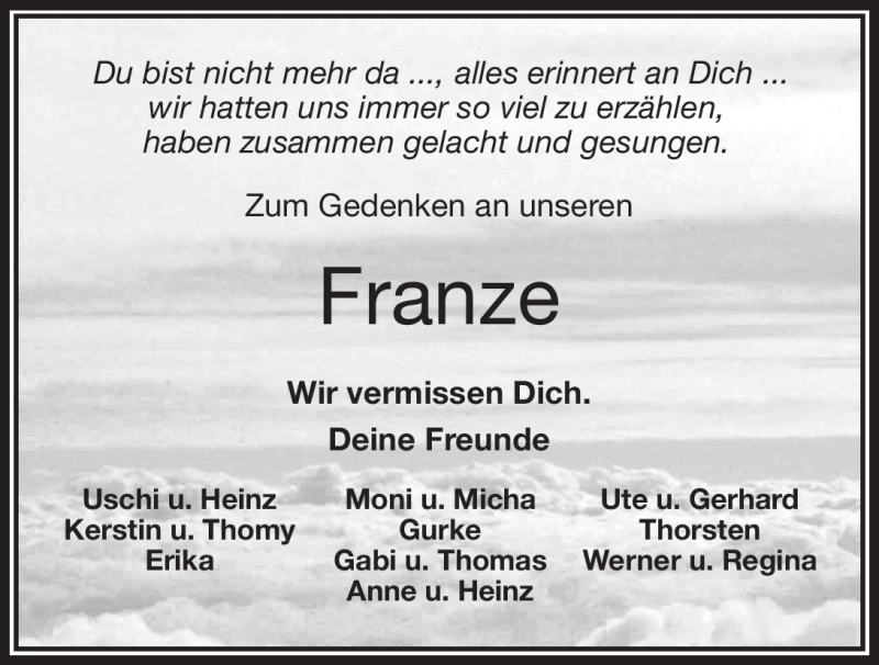  Traueranzeige für Franz Krauß vom 05.04.2018 aus Nordbayerischer Kurier