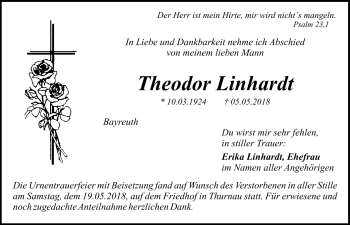 Anzeige von Theodor Linhardt von Nordbayerischer Kurier