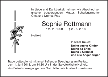 Anzeige von Sophie Rottmann von Nordbayerischer Kurier