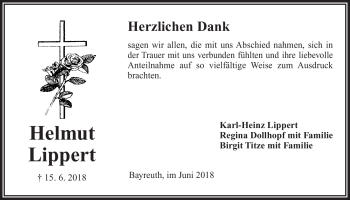 Anzeige von Helmut Lippert von Nordbayerischer Kurier