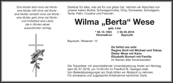 Anzeige von Wilma 