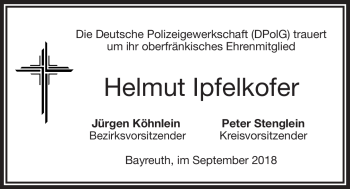Anzeige von Helmut Ipfelkofer von Nordbayerischer Kurier