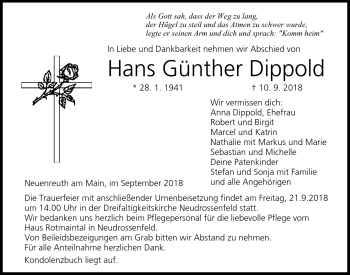 Anzeige von Hans Dippold von Nordbayerischer Kurier