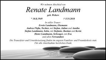 Anzeige von Renate Landmann von Nordbayerischer Kurier