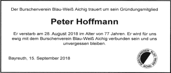Anzeige von Peter Hoffman von Nordbayerischer Kurier