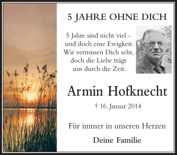 Anzeige von Armin Hofknecht von Nordbayerischer Kurier