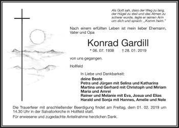 Anzeige von Konrad Gardill von Nordbayerischer Kurier