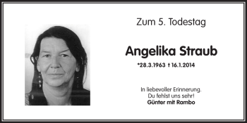 Anzeige von Angelika Straub von Nordbayerischer Kurier