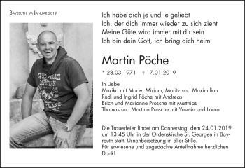 Anzeige von Martin Pöche von Nordbayerischer Kurier