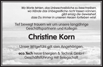 Anzeige von Christine Korn von Nordbayerischer Kurier