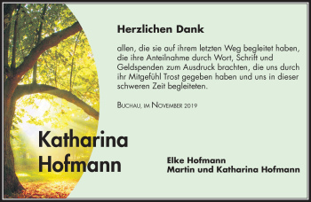 Anzeige von Katharina Hofmann von Nordbayerischer Kurier