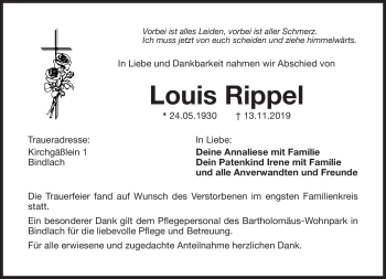 Anzeige von Louis Rippel von Nordbayerischer Kurier