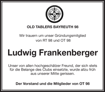 Anzeige von Ludwig Frankenberger von Nordbayerischer Kurier