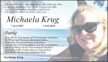 Anzeige von Michaela Krug von Nordbayerischer Kurier