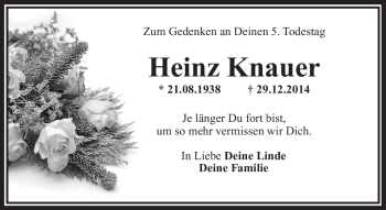 Anzeige von Heinz Knauer von Nordbayerischer Kurier