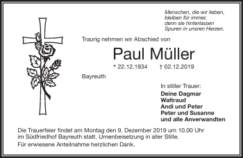 Anzeige von Paul Müller von Nordbayerischer Kurier