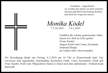 Anzeige von Monika Ködel von Nordbayerischer Kurier