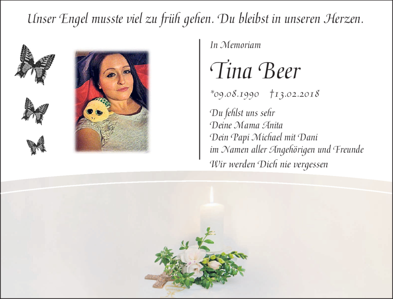  Traueranzeige für Tina Beer vom 13.02.2019 aus Nordbayerischer Kurier
