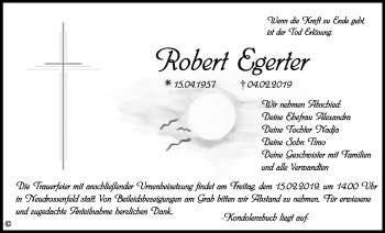 Anzeige von Robert Egerter von Nordbayerischer Kurier