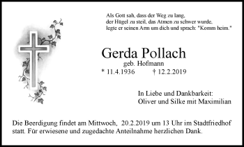 Anzeige von Gerda Pollach von Nordbayerischer Kurier
