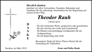 Anzeige von Theodor Rauh von Nordbayerischer Kurier