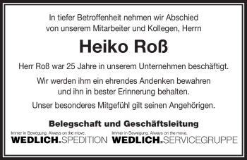 Anzeige von Heiko Roß von Nordbayerischer Kurier
