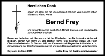 Anzeige von Bernd Frey von Nordbayerischer Kurier