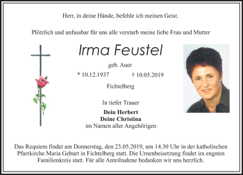 Anzeige von Irma Feustel von Nordbayerischer Kurier