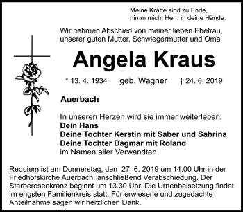Anzeige von Andrea Kraus von Nordbayerischer Kurier