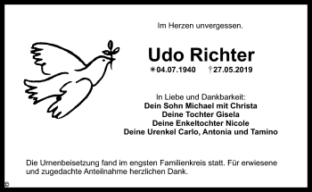 Anzeige von Udo Richter von Nordbayerischer Kurier