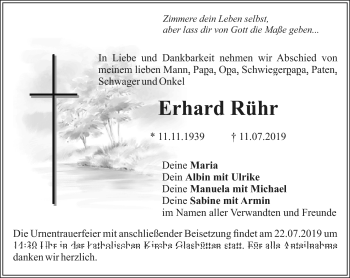 Anzeige von Erhard Rühr von Nordbayerischer Kurier