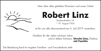 Anzeige von Robert Linz von Nordbayerischer Kurier