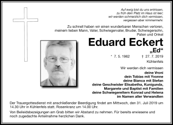 Anzeige von Eduard Eckert von Nordbayerischer Kurier