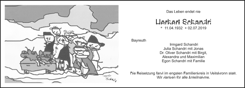  Traueranzeige für Herbert Schandri vom 20.07.2019 aus Nordbayerischer Kurier