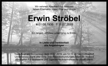 Anzeige von Erwin Ströbel von Nordbayerischer Kurier