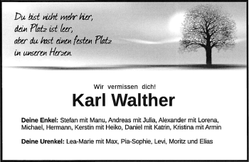 Anzeige von Karl Walther von Nordbayerischer Kurier
