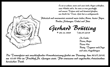 Anzeige von Gerhard Brütting von Nordbayerischer Kurier